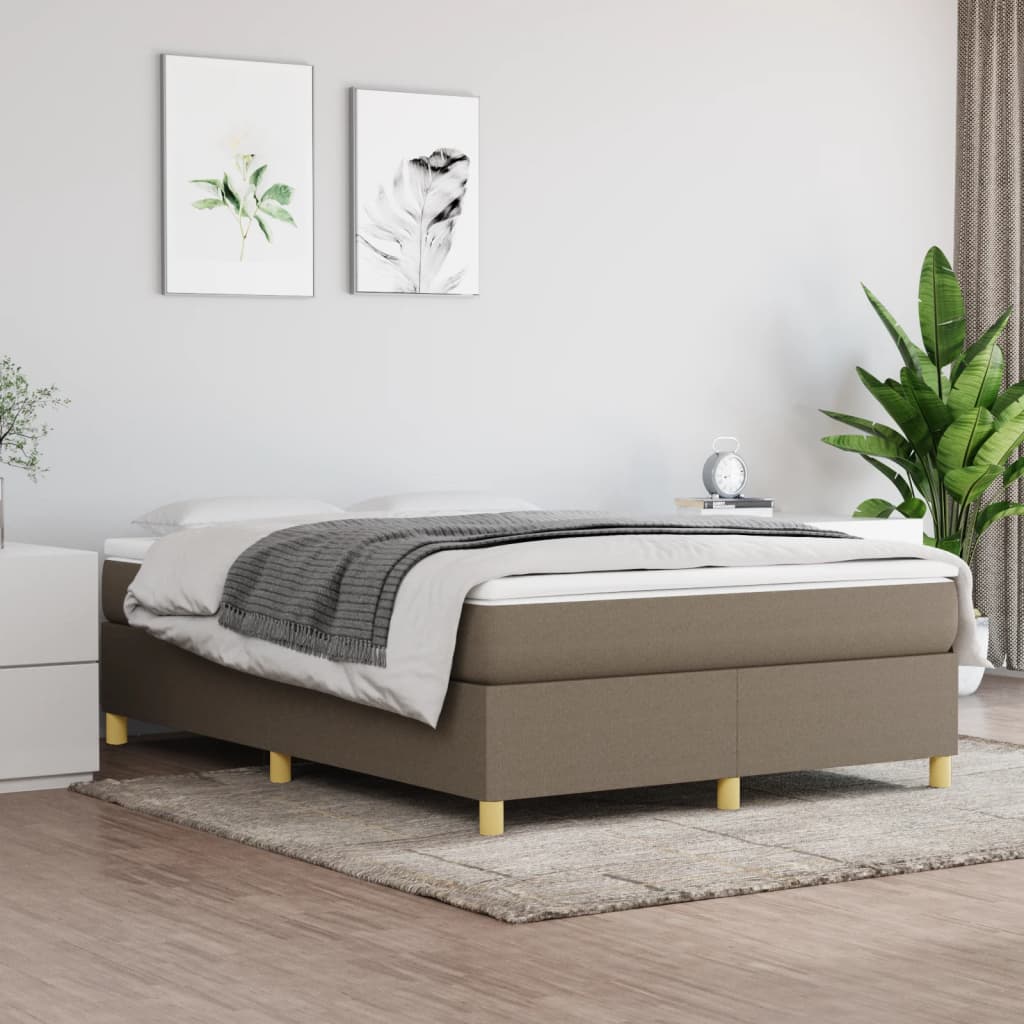 Boxspring bed stof taupe 140x190 cm – afbeelding 1
