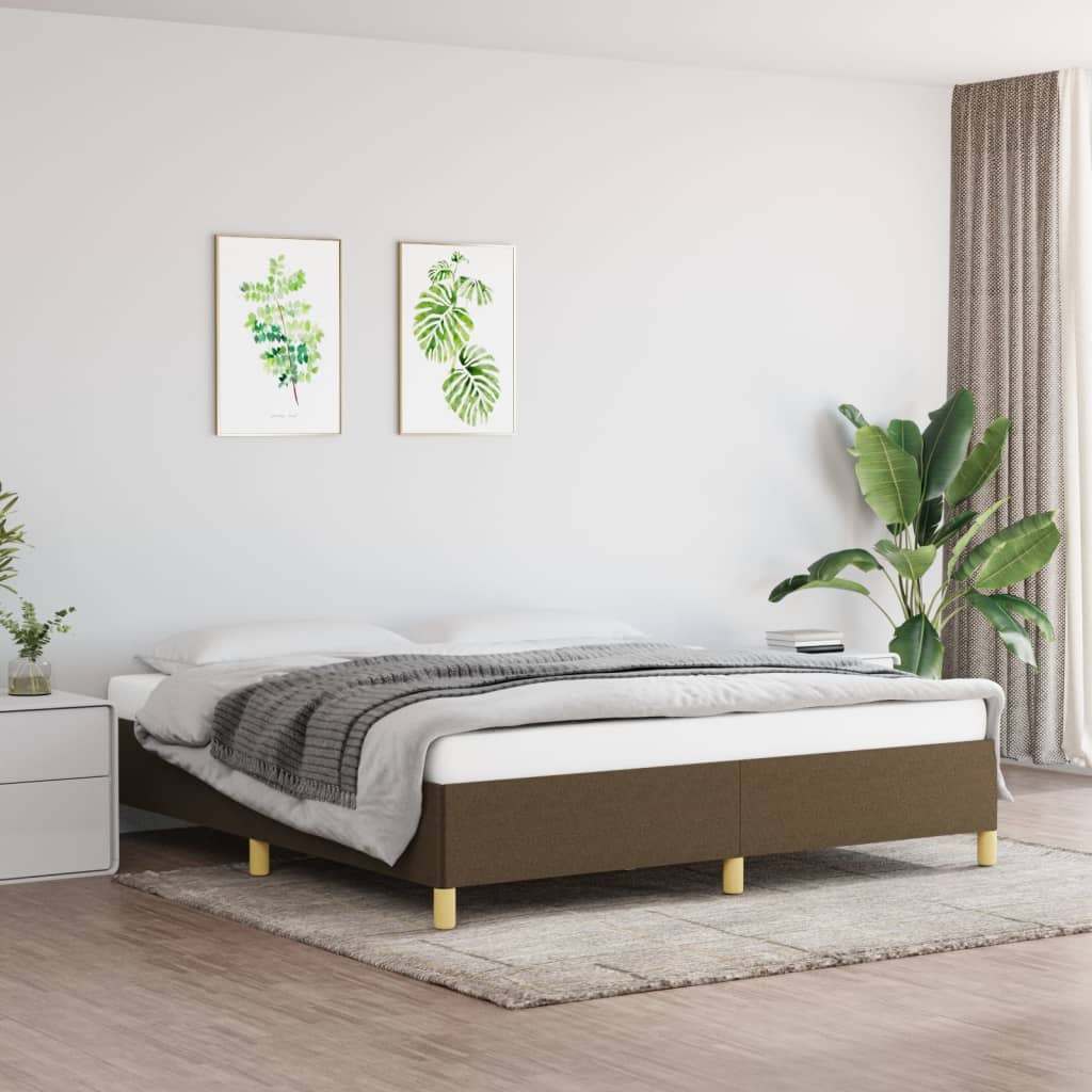 Boxspring bed stof donkerbruin 160x200 cm – afbeelding 1