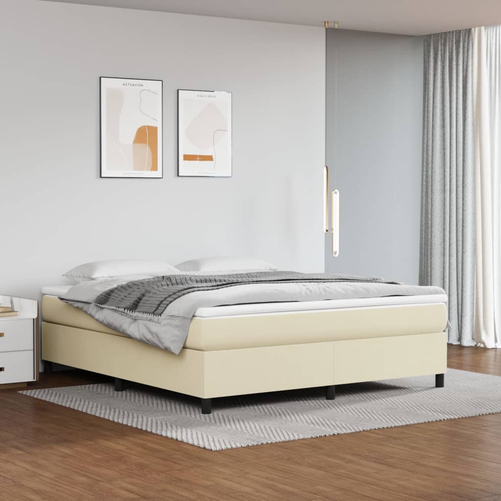 Boxspring bed kunstleer crèmekleurig 180x200 cm – afbeelding 1