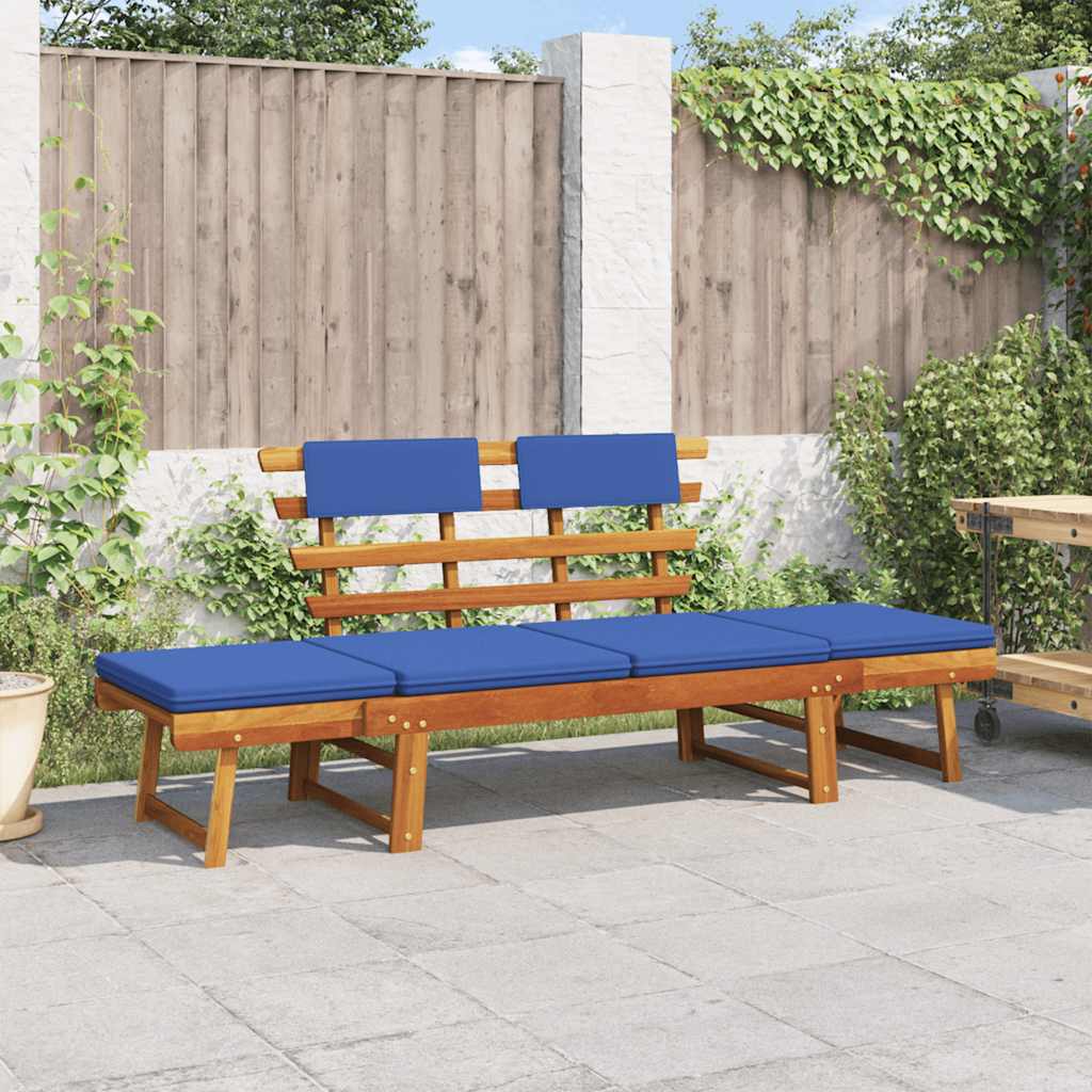 Tuinbank met kussens 2-in-1 190 cm massief acaciahout