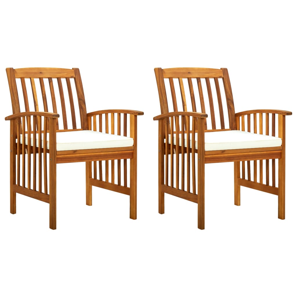 Tuinstoelen 2 st met kussens massief acaciahout – afbeelding 1