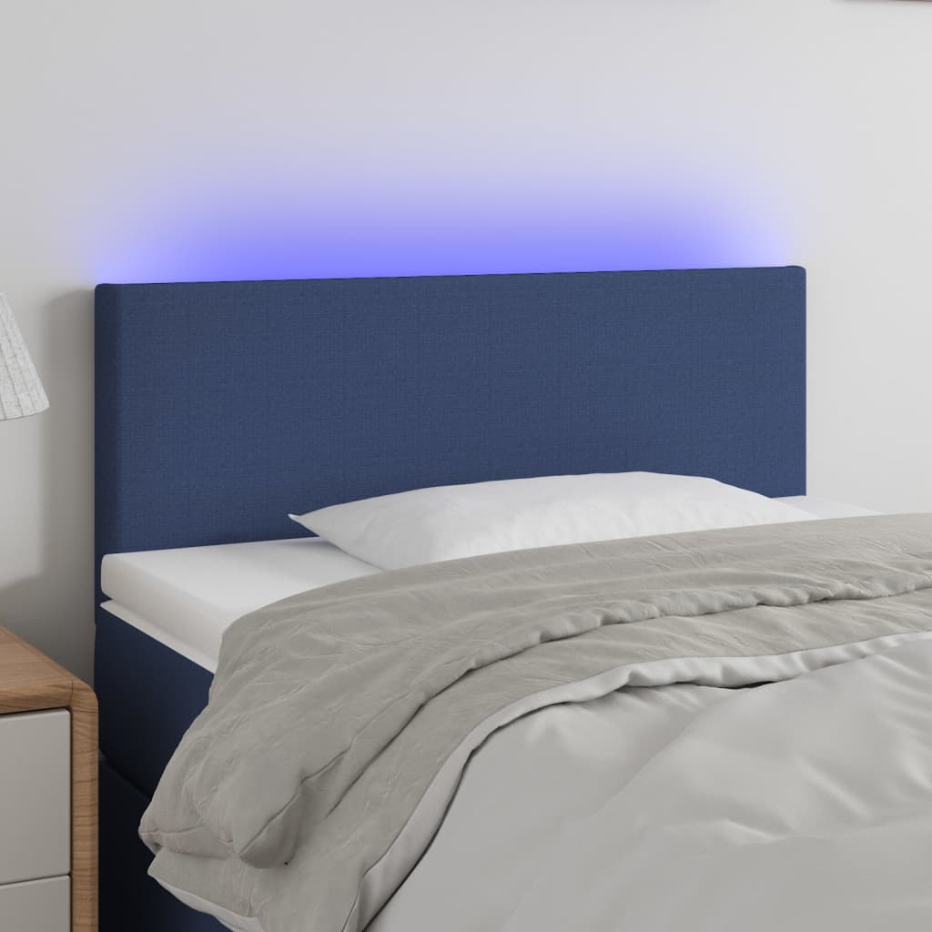 Hoofdbord LED 80x5x78/88 cm stof blauw – afbeelding 1