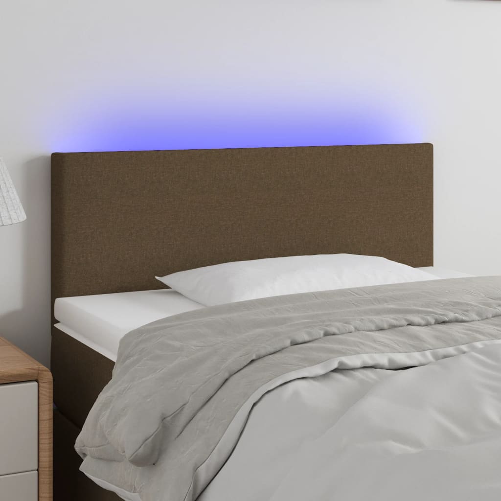 Hoofdbord LED 90x5x78/88 cm stof donkerbruin – afbeelding 1