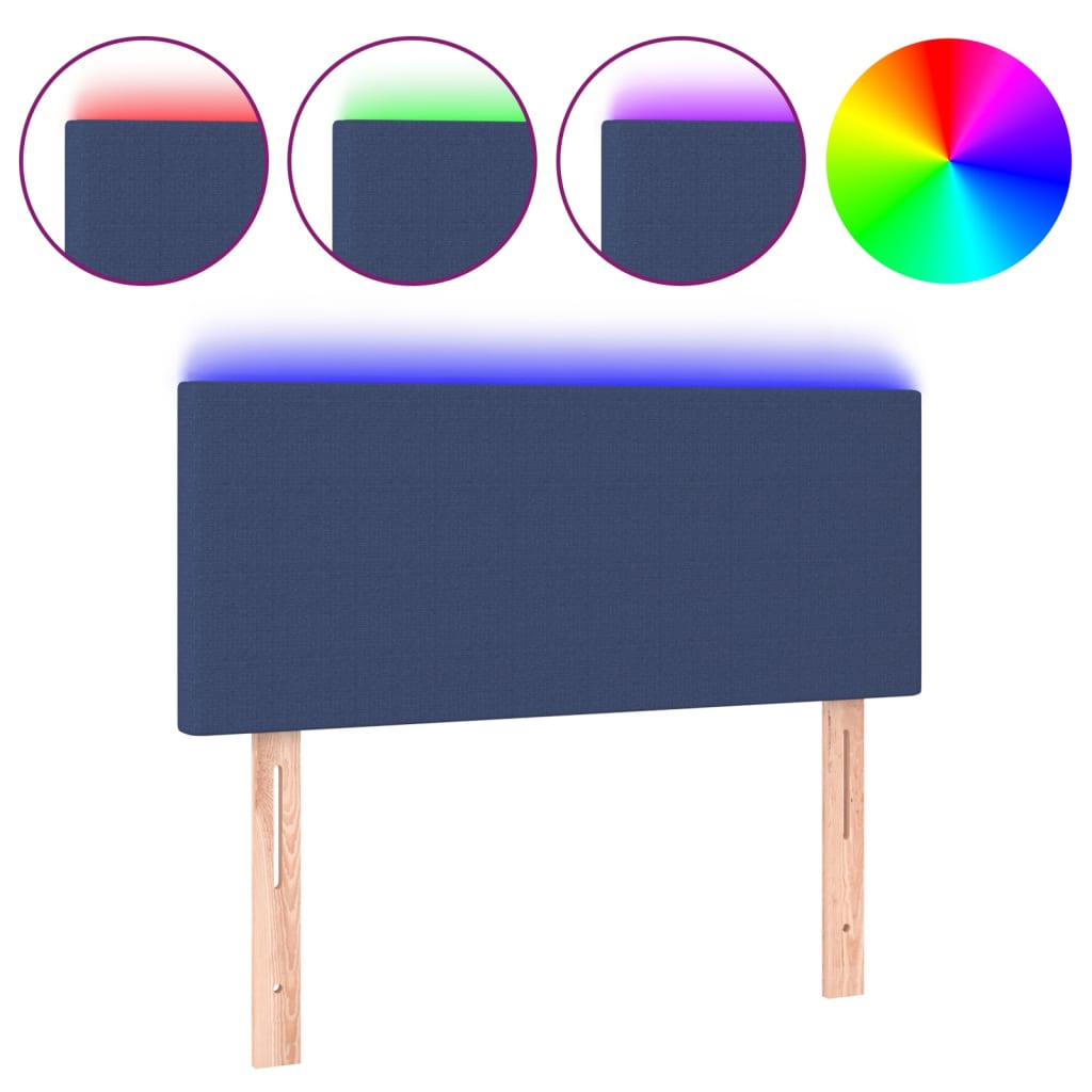 Hoofdbord LED 90x5x78/88 cm stof blauw – afbeelding 2