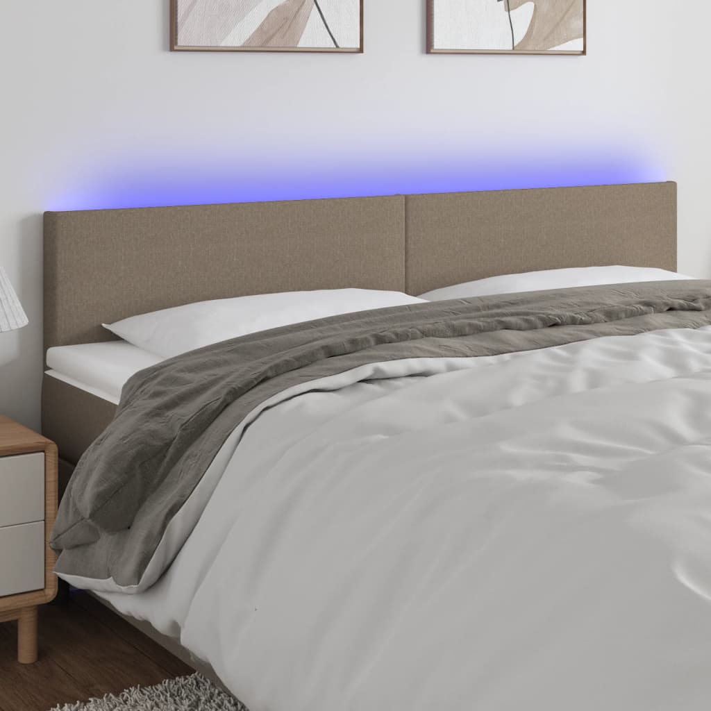 Hoofdbord LED 160x5x78/88 cm stof taupe – afbeelding 1