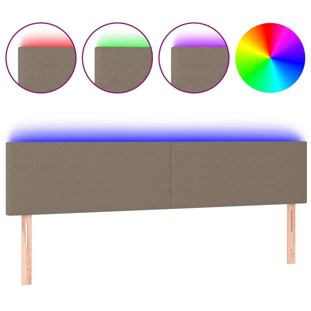 Hoofdbord LED 160x5x78/88 cm stof taupe – afbeelding 2