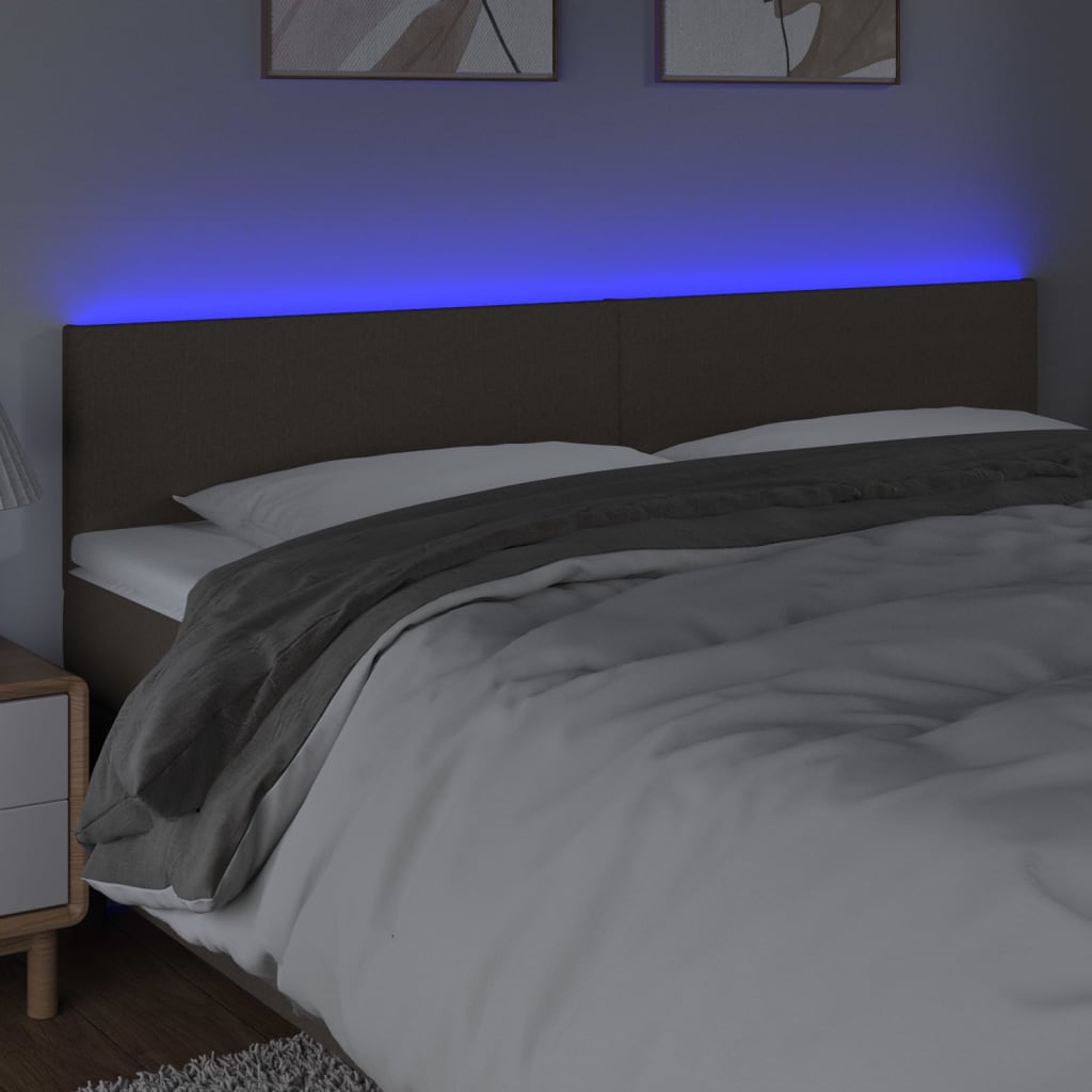 Hoofdbord LED 160x5x78/88 cm stof taupe – afbeelding 3