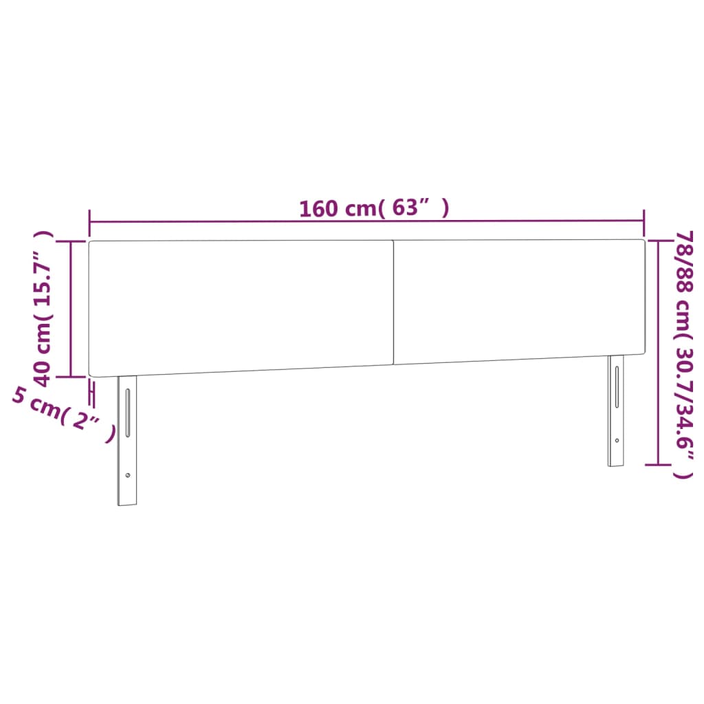 Hoofdbord LED 160x5x78/88 cm stof taupe – afbeelding 6