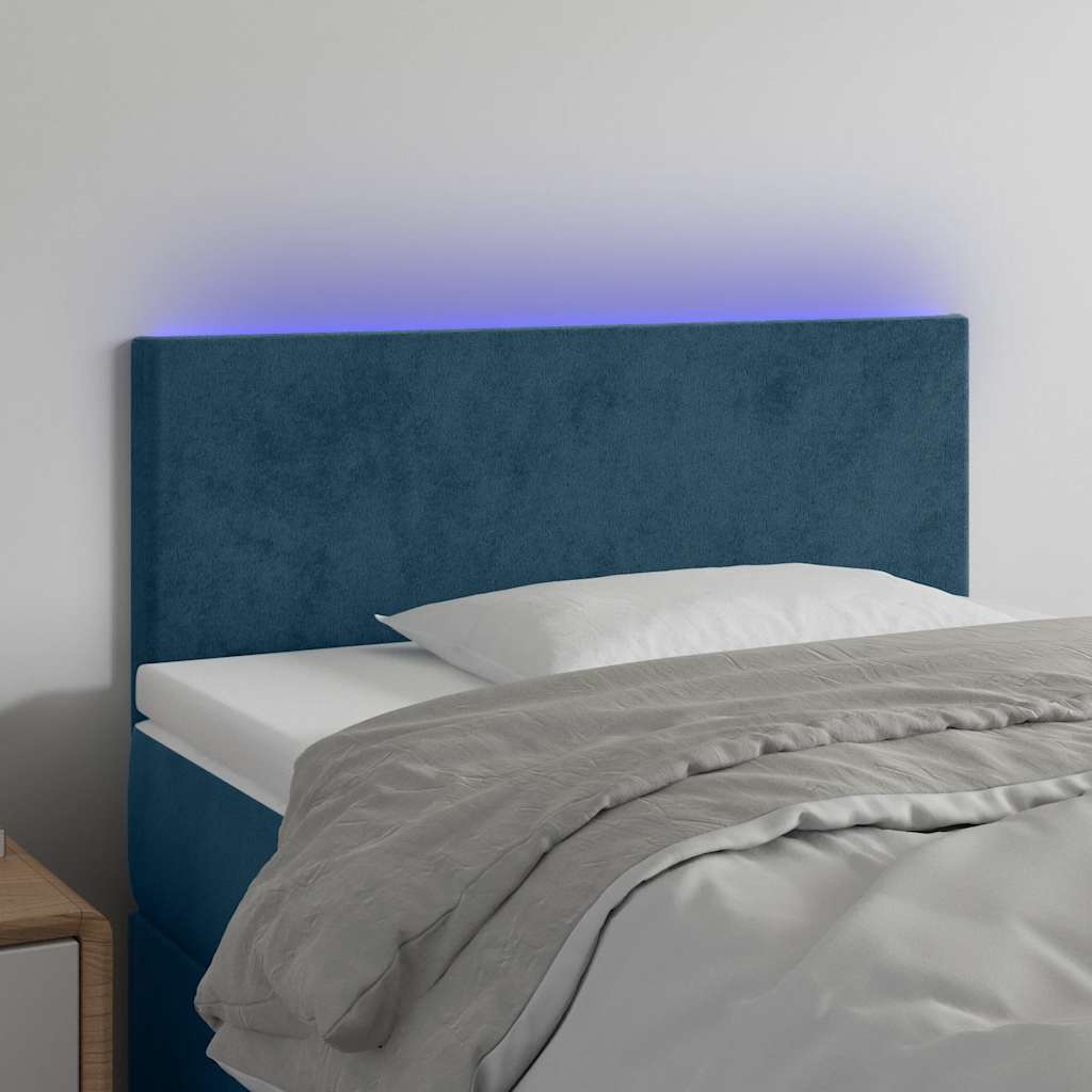 Hoofdbord LED 90x5x78/88 cm fluweel donkerblauw