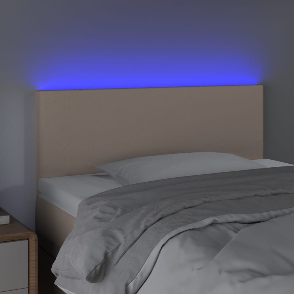 Hoofdbord LED 80x5x78/88 cm kunstleer cappuccinokleurig – afbeelding 3