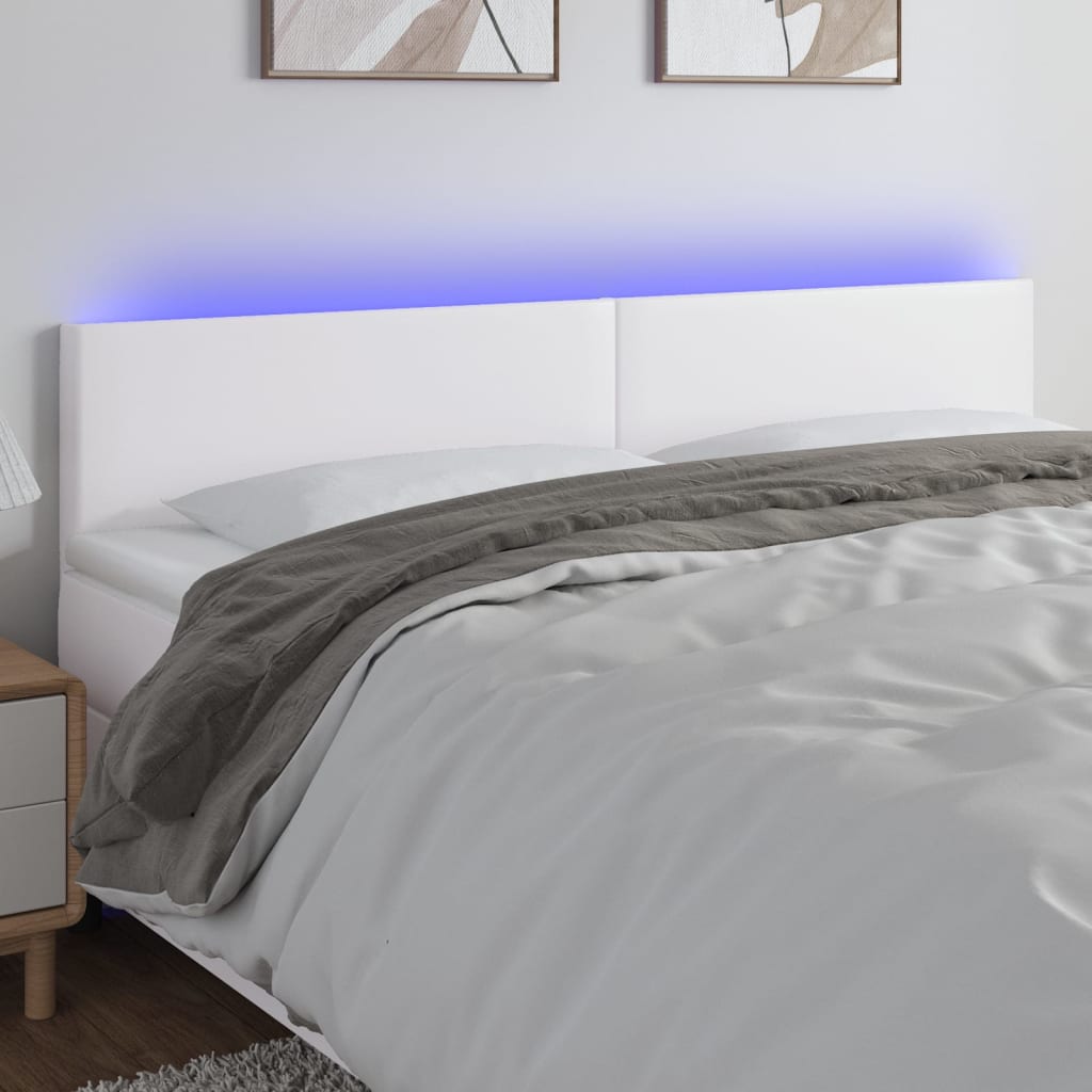 Hoofdbord LED 160x5x78/88 cm kunstleer wit