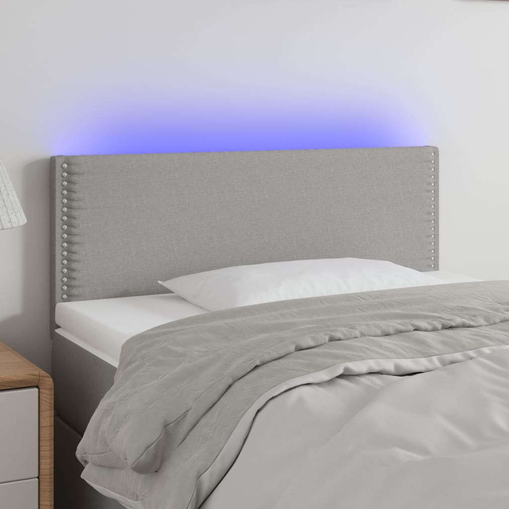 Hoofdbord LED 80x5x78/88 cm stof lichtgrijs – afbeelding 1