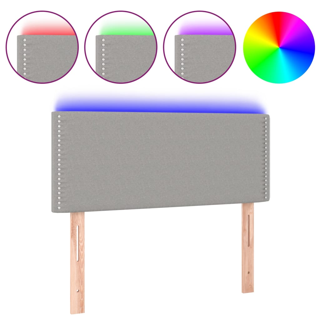 Hoofdbord LED 80x5x78/88 cm stof lichtgrijs – afbeelding 2