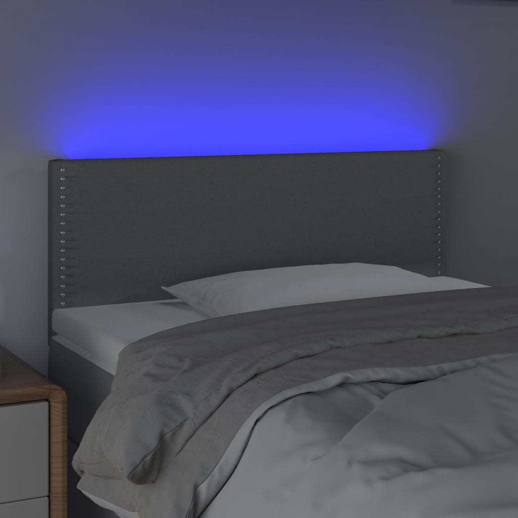 Hoofdbord LED 80x5x78/88 cm stof lichtgrijs – afbeelding 3