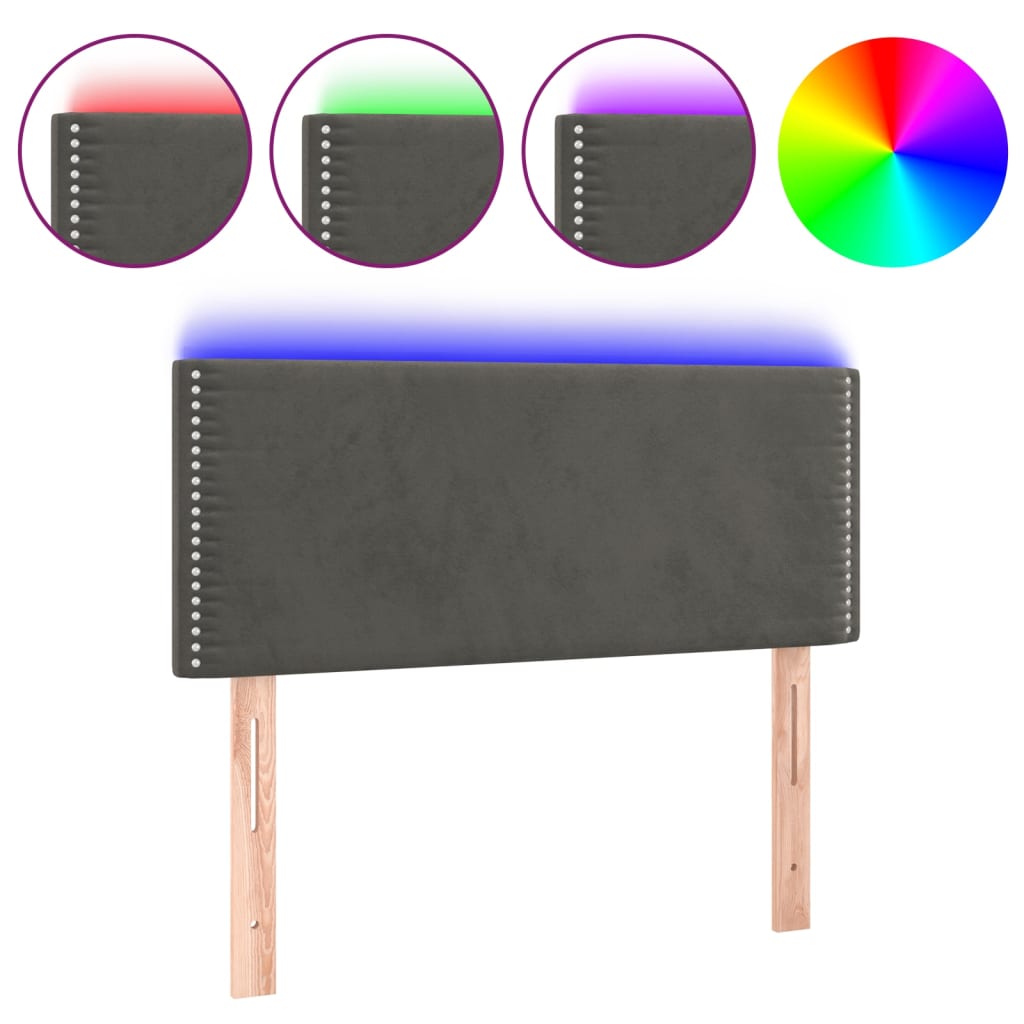 Hoofdbord LED 80x5x78/88 cm fluweel donkergrijs – afbeelding 2