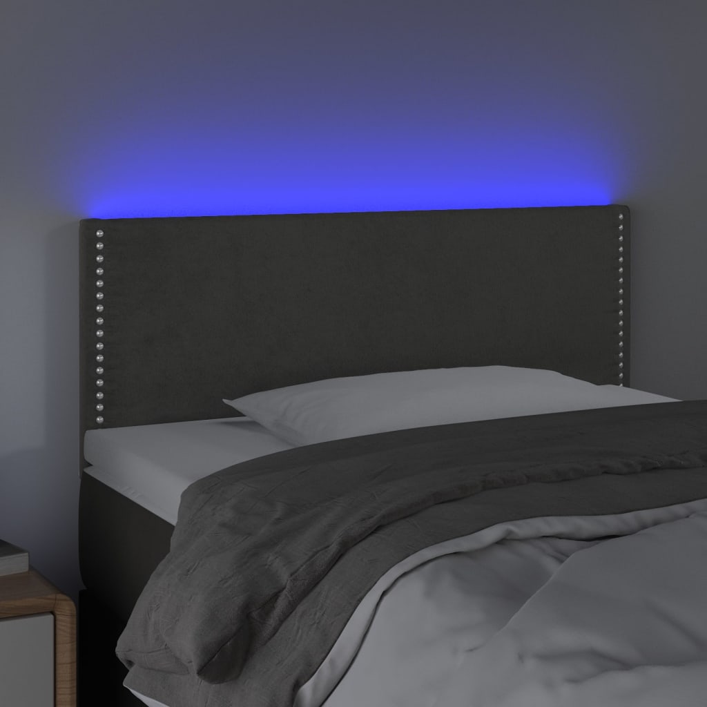 Hoofdbord LED 80x5x78/88 cm fluweel donkergrijs – afbeelding 3