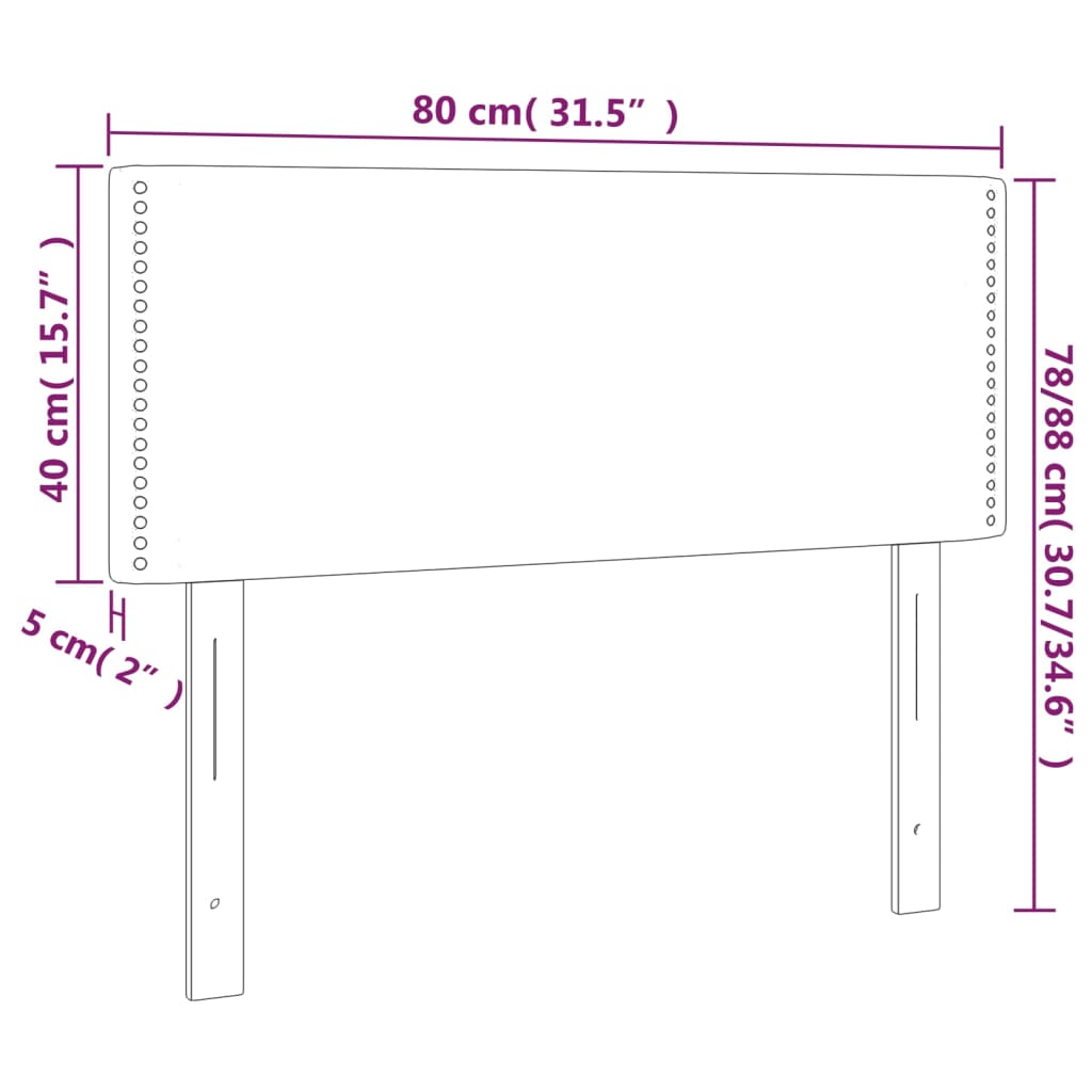 Hoofdbord LED 80x5x78/88 cm fluweel donkergrijs – afbeelding 6