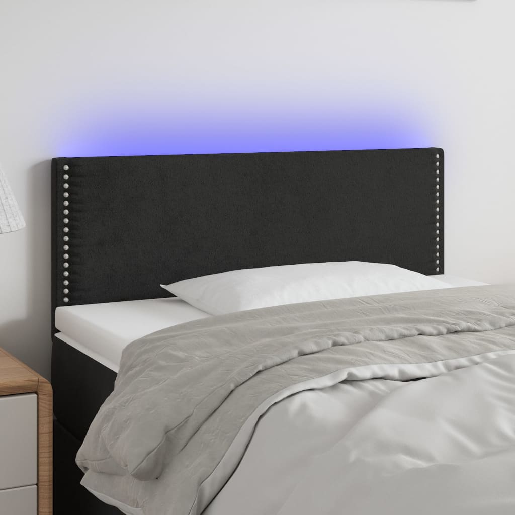 Hoofdbord LED 90x5x78/88 cm fluweel zwart – afbeelding 1