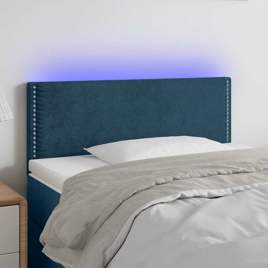 Hoofdbord LED 100x5x78/88 cm fluweel donkerblauw – afbeelding 1