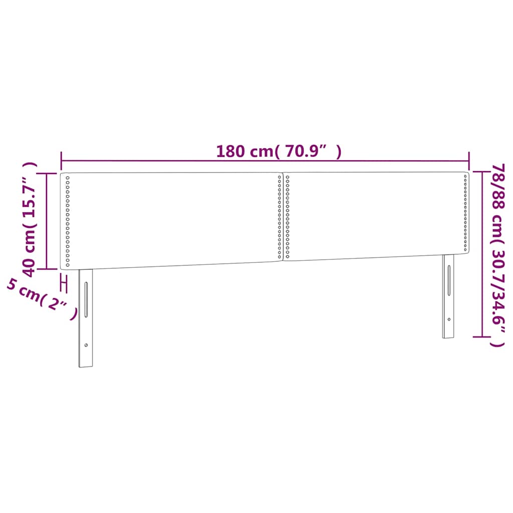 Hoofdbord LED 180x5x78/88 cm fluweel donkerblauw – afbeelding 7