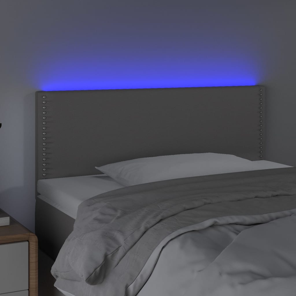 Hoofdbord LED 100x5x78/88 cm kunstleer grijs – afbeelding 3