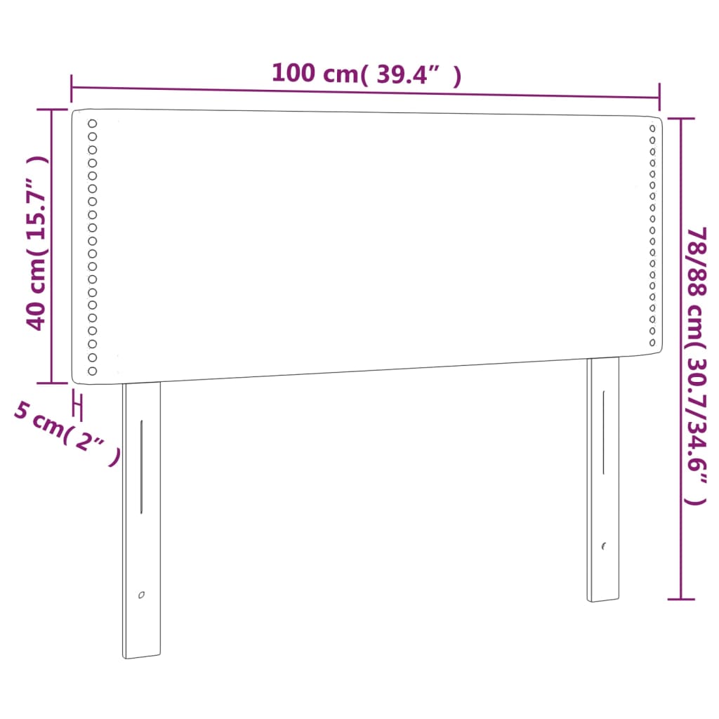 Hoofdbord LED 100x5x78/88 cm kunstleer grijs – afbeelding 6