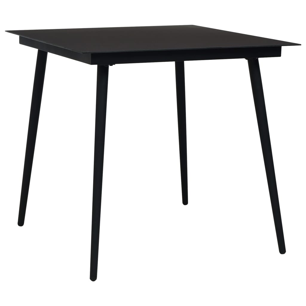 Tuintafel 80x80x74 cm staal en glas zwart – afbeelding 1