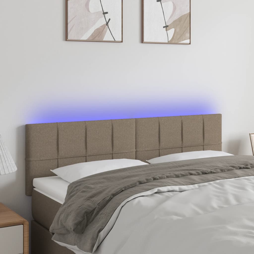 Hoofdbord LED 144x5x78/88 cm stof taupe – afbeelding 1
