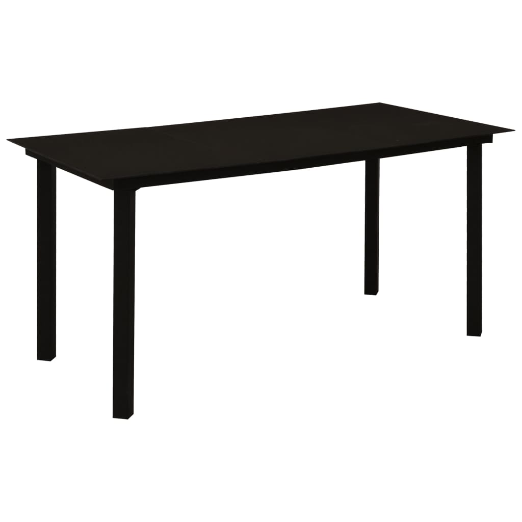 Tuintafel 150x80x74 cm staal en glas zwart
