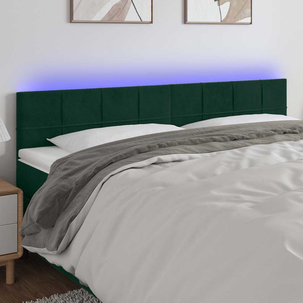 Hoofdbord LED 180x5x78/88 cm fluweel donkergroen