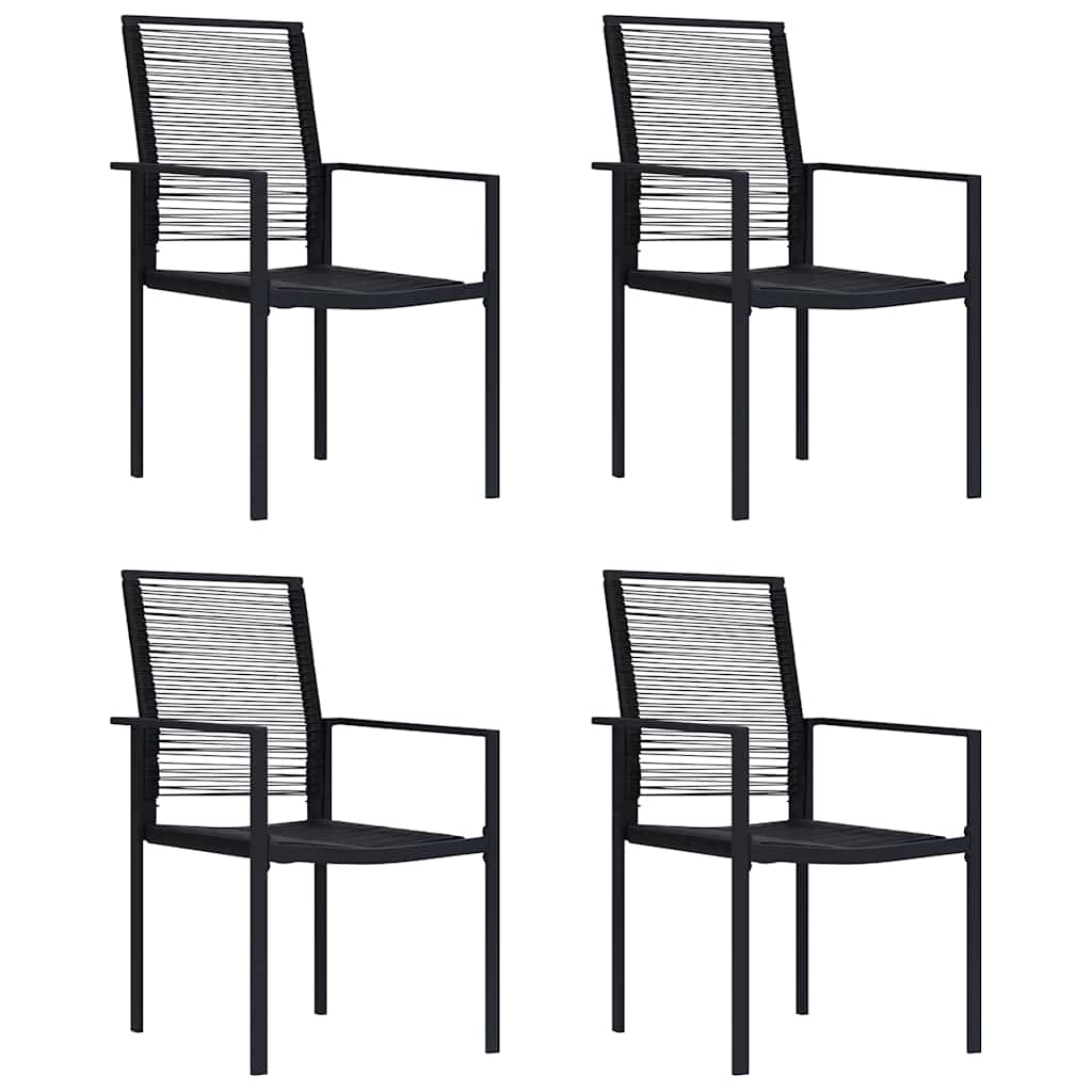 Tuinstoelen 4 st PVC-rattan zwart