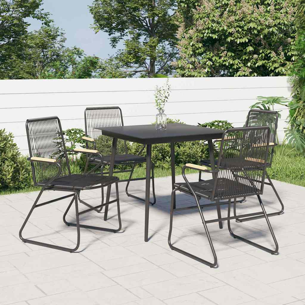 Tuinstoelen 4 st 58x59x85,5 cm PVC-rattan zwart – afbeelding 1