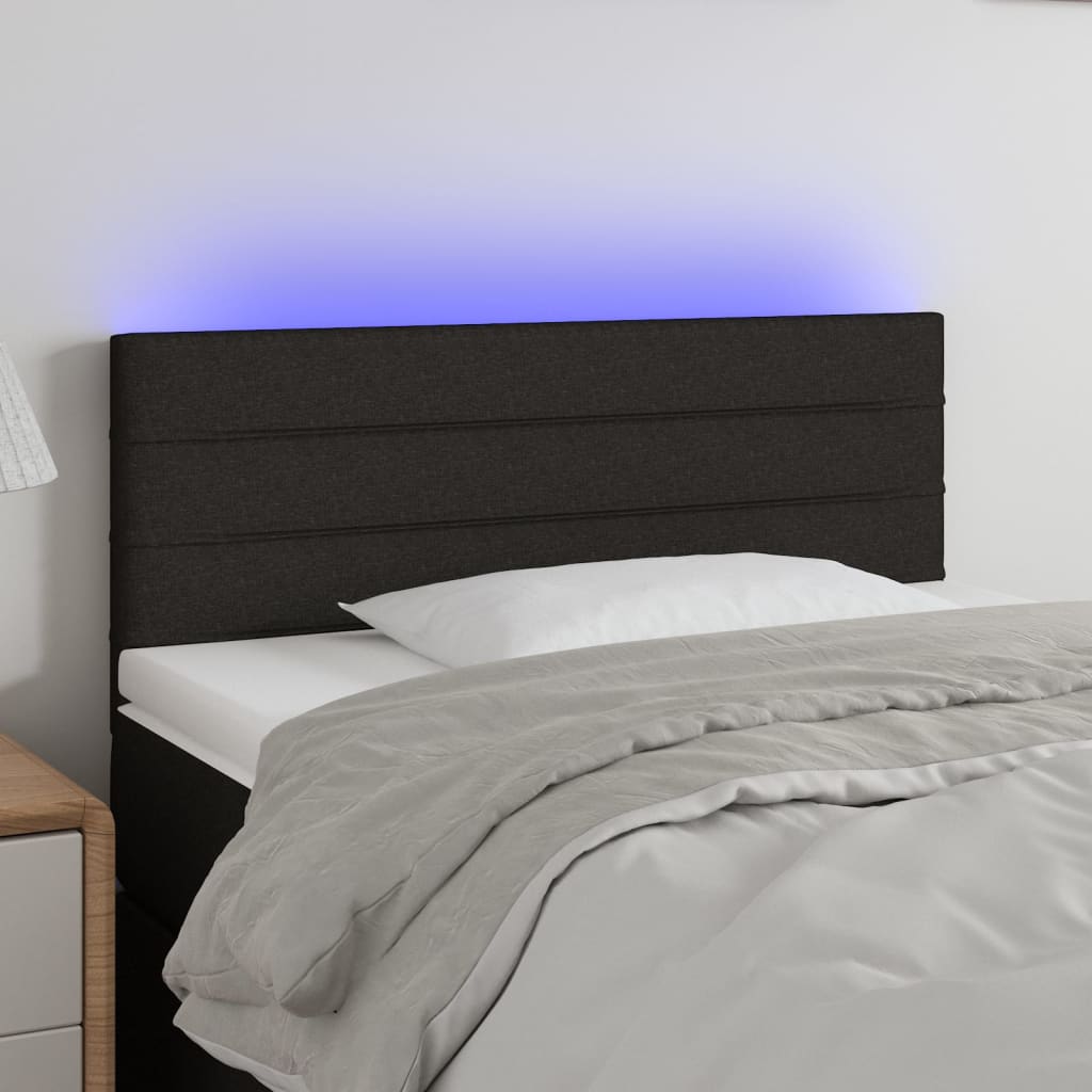 Hoofdbord LED 100x5x78/88 cm stof zwart – afbeelding 1