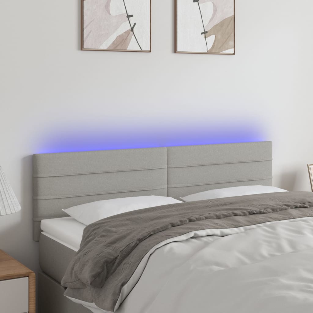 Hoofdbord LED 144x5x78/88 cm stof lichtgrijs – afbeelding 1