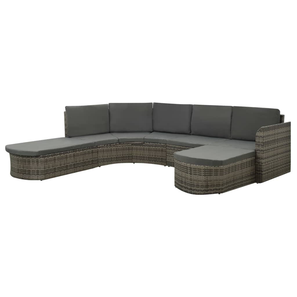 4-delige Loungeset met kussens poly rattan grijs – afbeelding 1