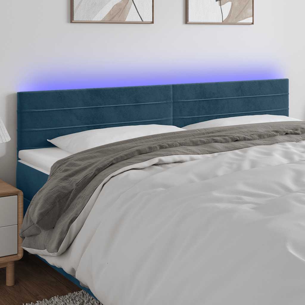 Hoofdbord LED 180x5x78/88 cm fluweel donkerblauw