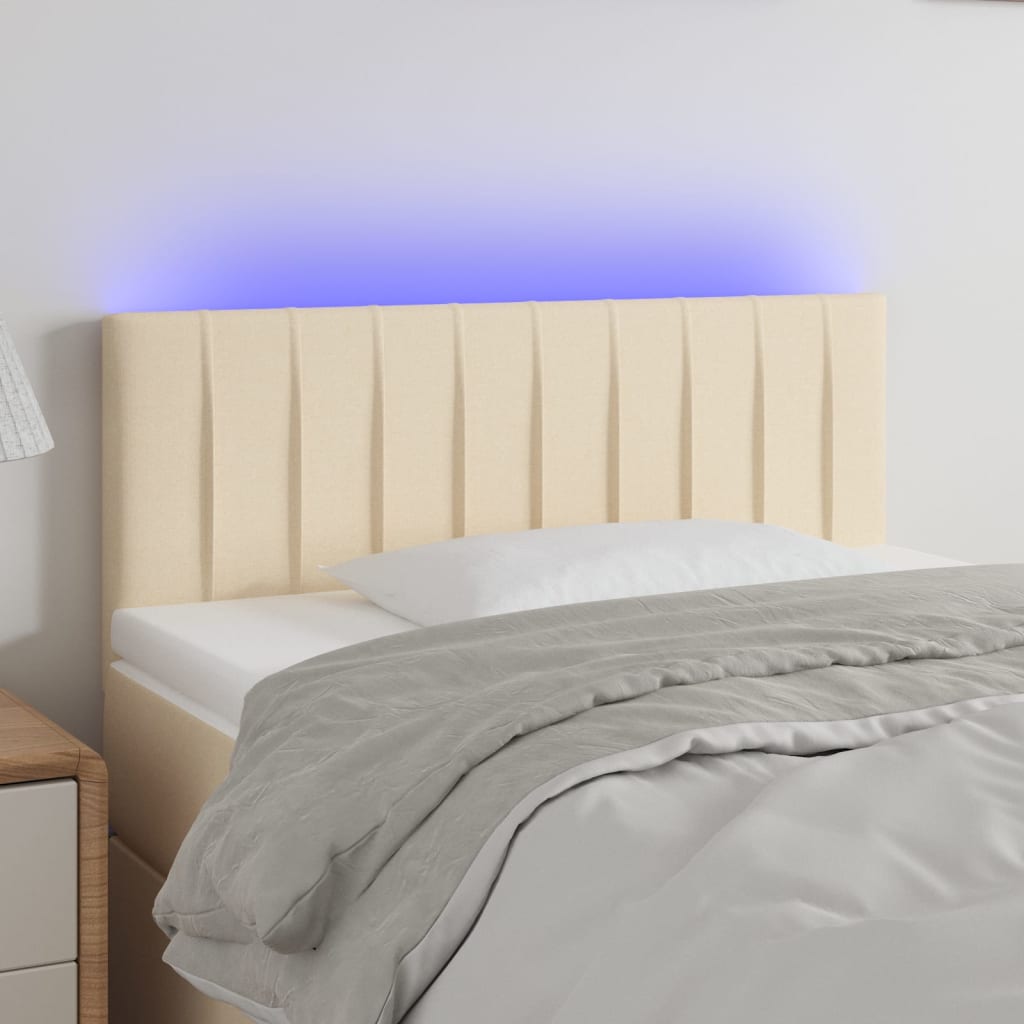 Hoofdbord LED 80x5x78/88 cm stof crèmekleurig – afbeelding 1