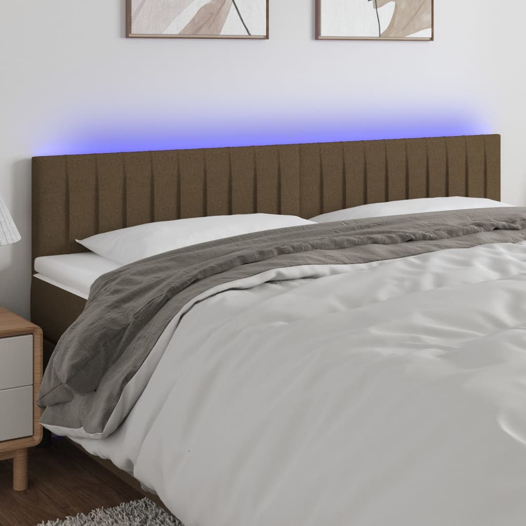 Hoofdbord LED 180x5x78/88 cm stof donkerbruin – afbeelding 1