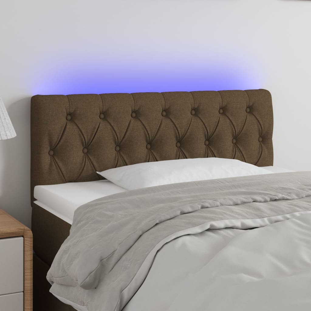 Hoofdbord LED 90x7x78/88 cm stof donkerbruin – afbeelding 1