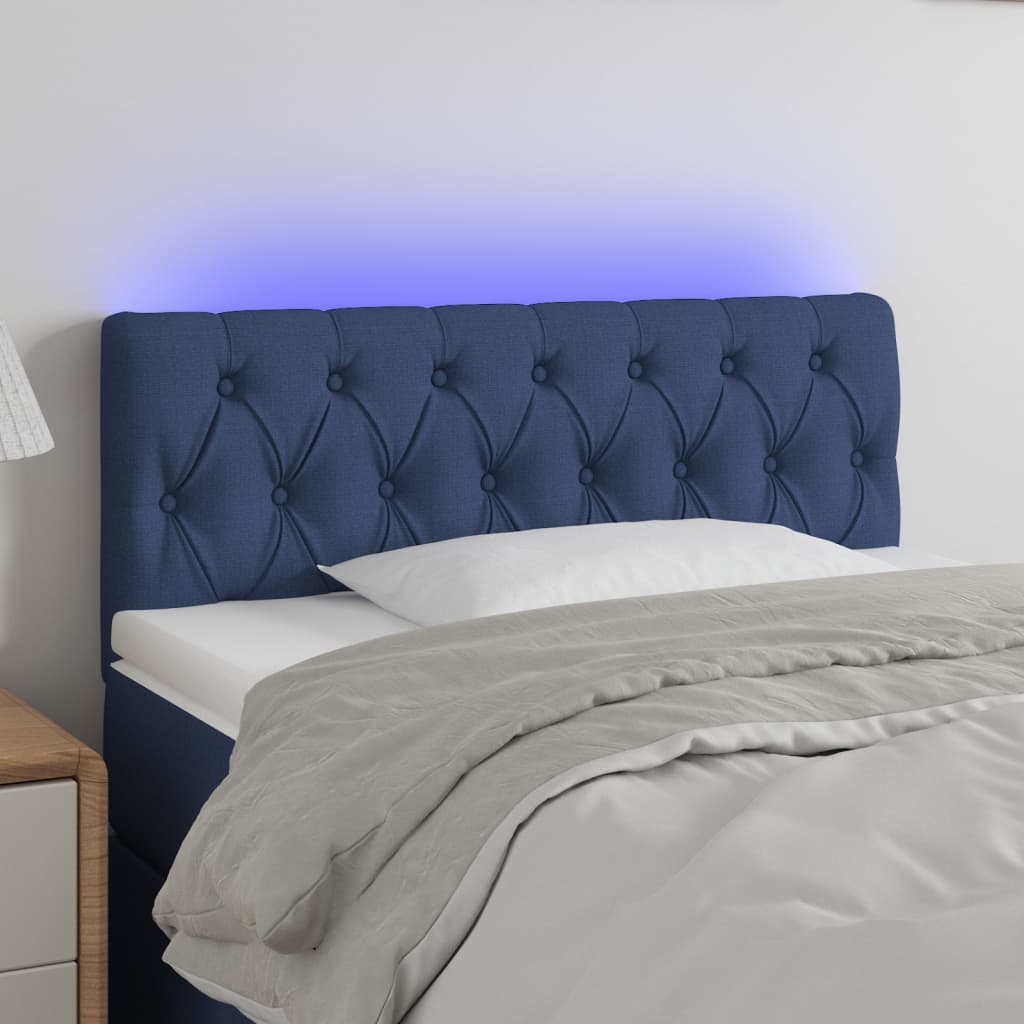Hoofdbord LED 90x7x78/88 cm stof blauw – afbeelding 1