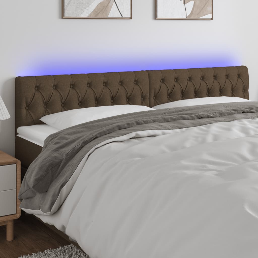Hoofdbord LED 180x7x78/88 cm stof donkerbruin – afbeelding 1