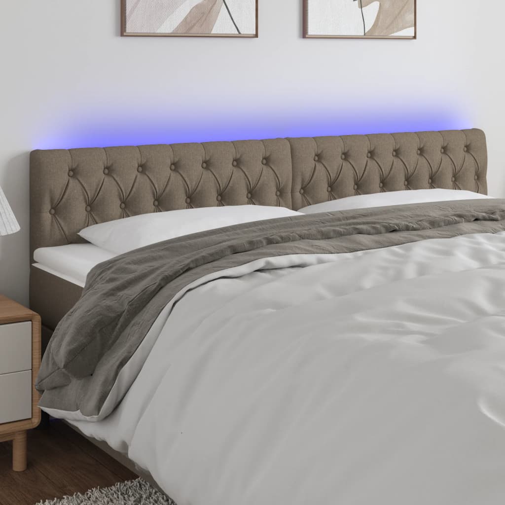 Hoofdbord LED 180x7x78/88 cm stof taupe – afbeelding 1