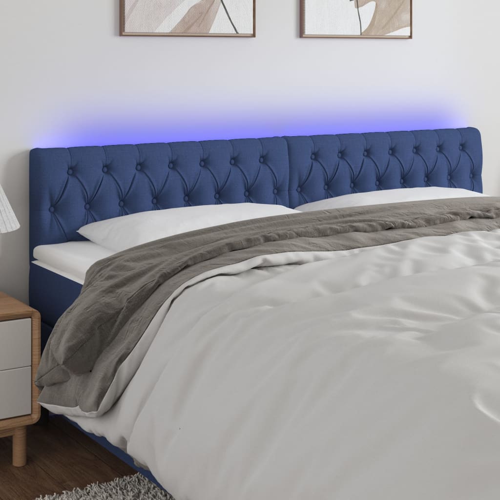 Hoofdbord LED 180x7x78/88 cm stof blauw – afbeelding 1