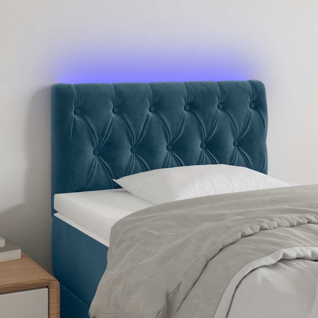 Hoofdbord LED 80x7x78/88 cm fluweel donkerblauw