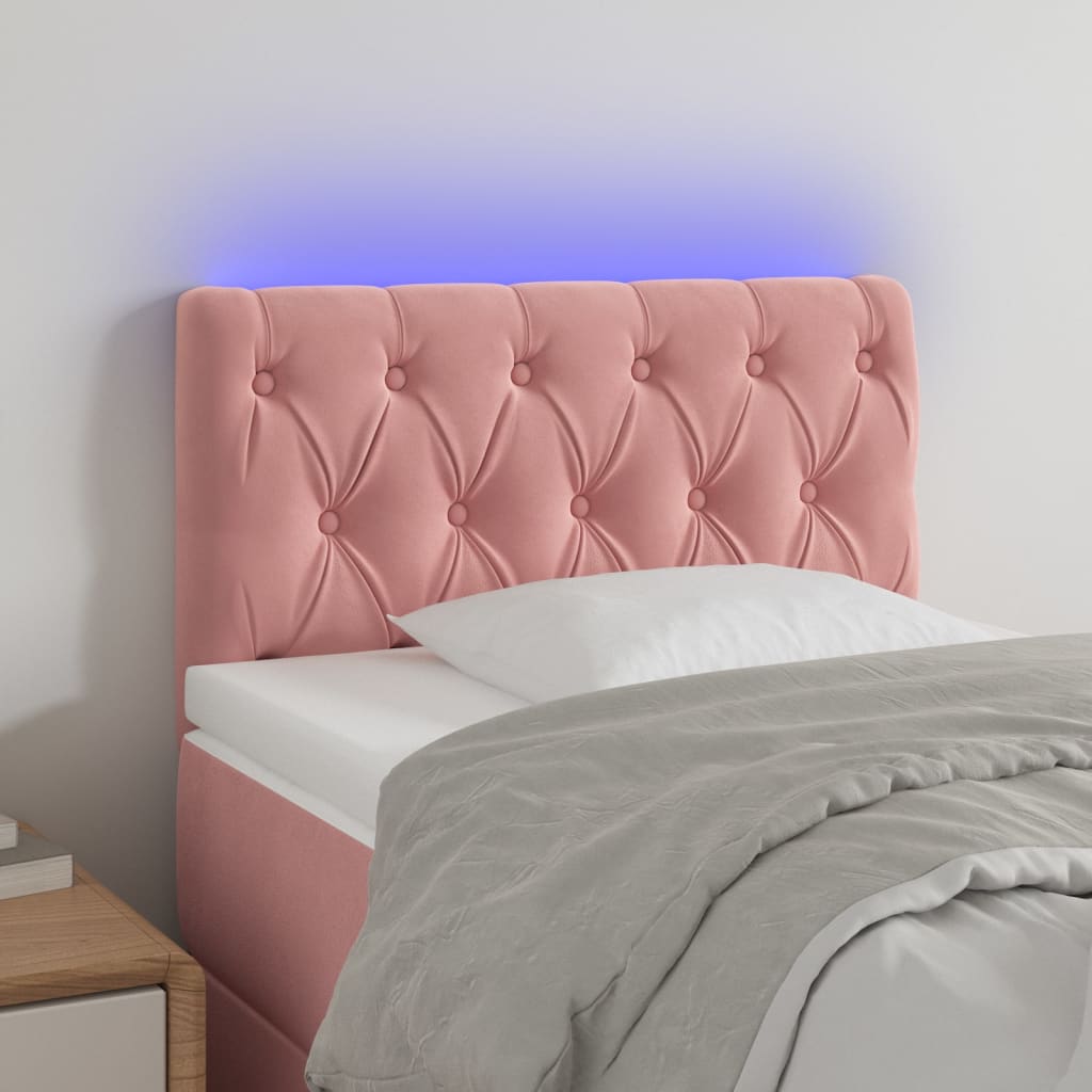 Hoofdbord LED 80x7x78/88 cm fluweel roze – afbeelding 1