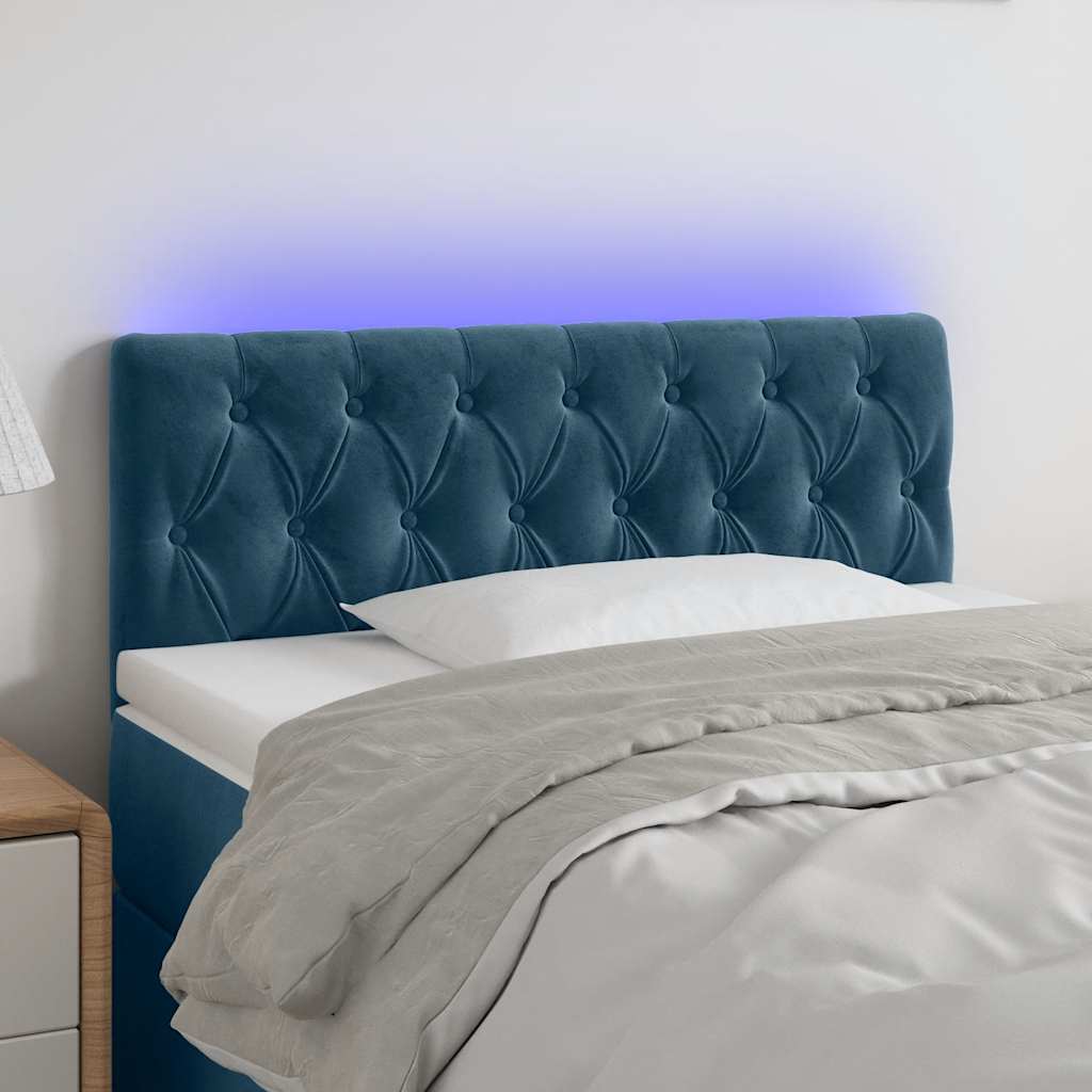 Hoofdbord LED 90x7x78/88 cm fluweel donkerblauw