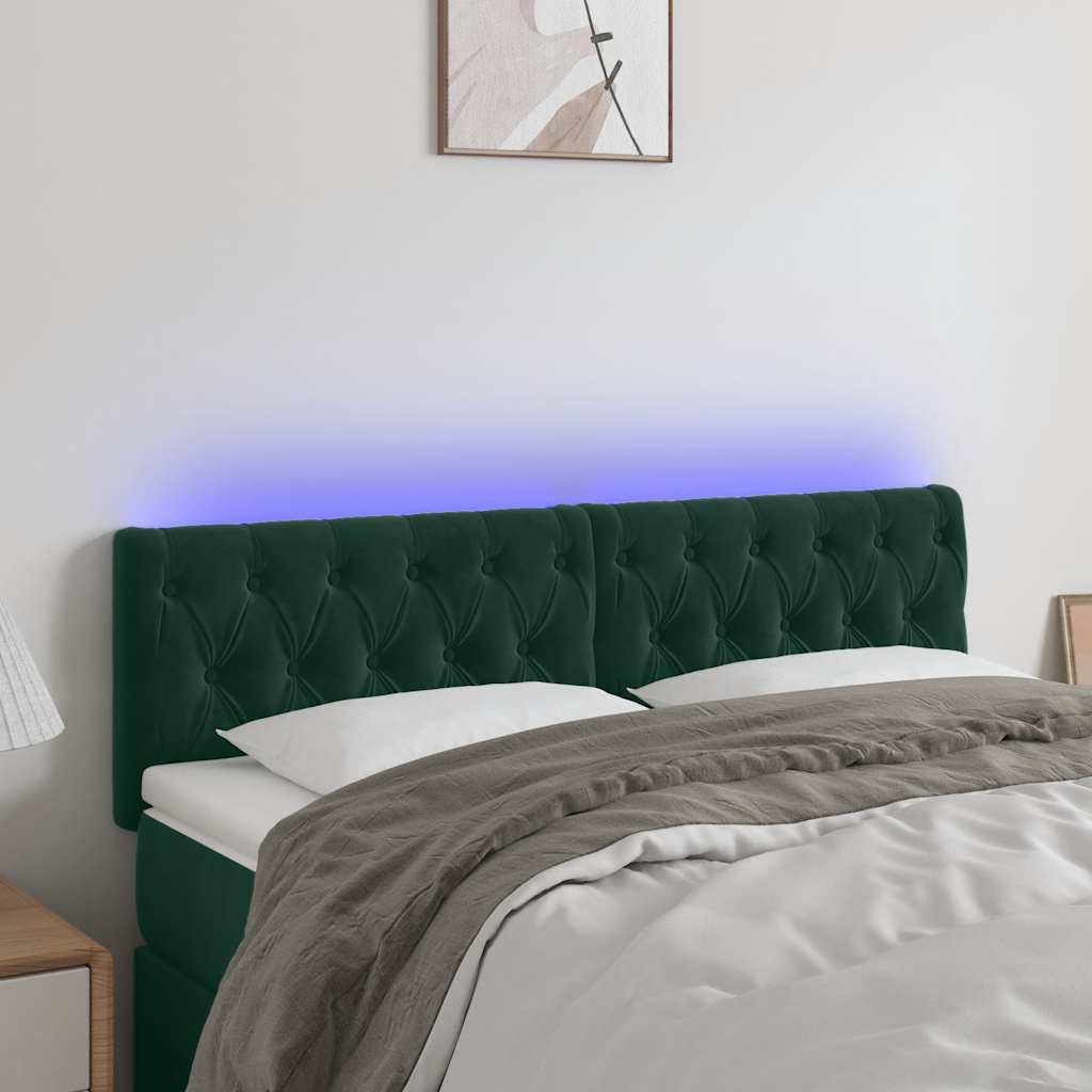 Hoofdbord LED 160x7x78/88 cm fluweel donkergroen