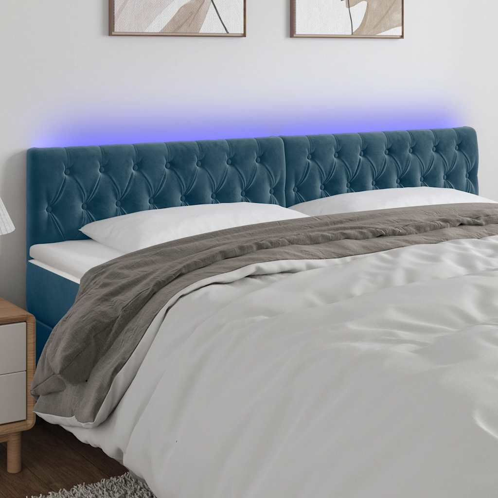 Hoofdbord LED 180x7x78/88 cm fluweel donkerblauw