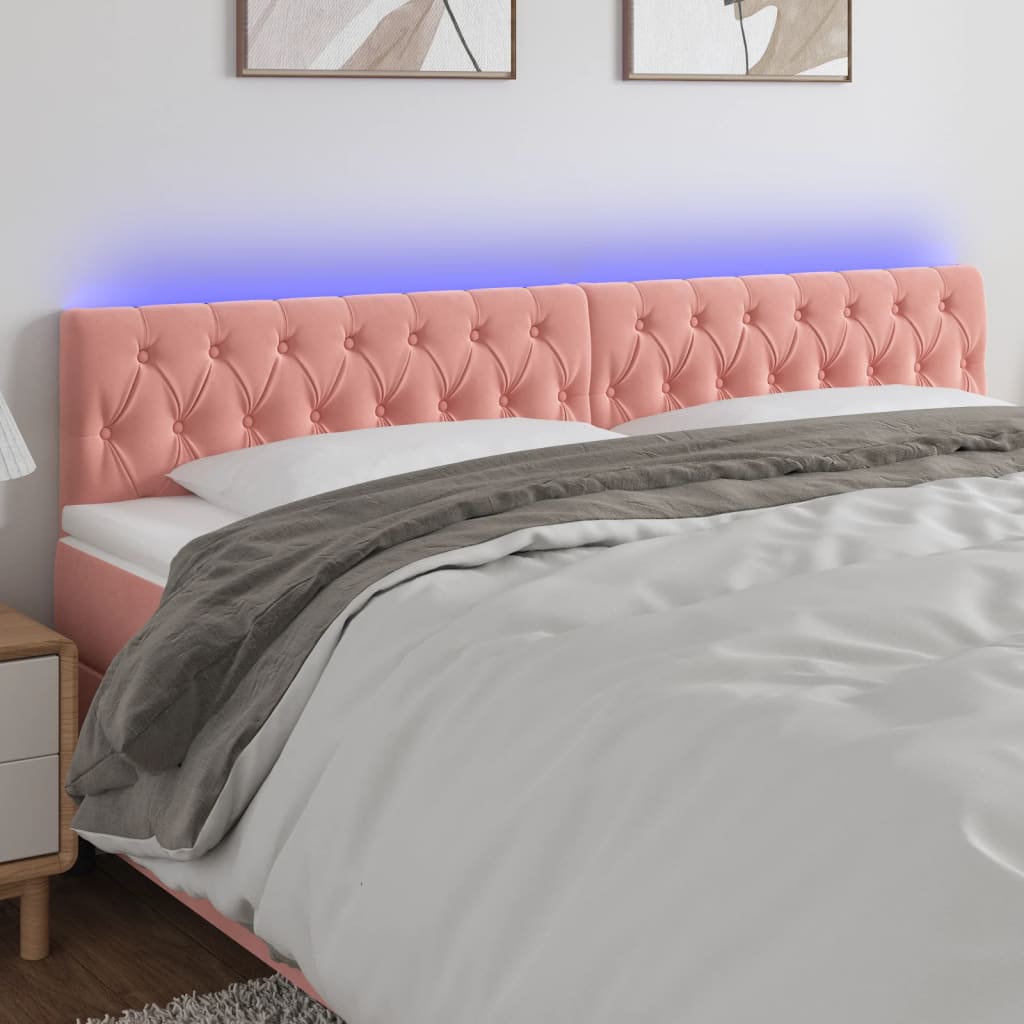 Hoofdbord LED 180x7x78/88 cm fluweel roze