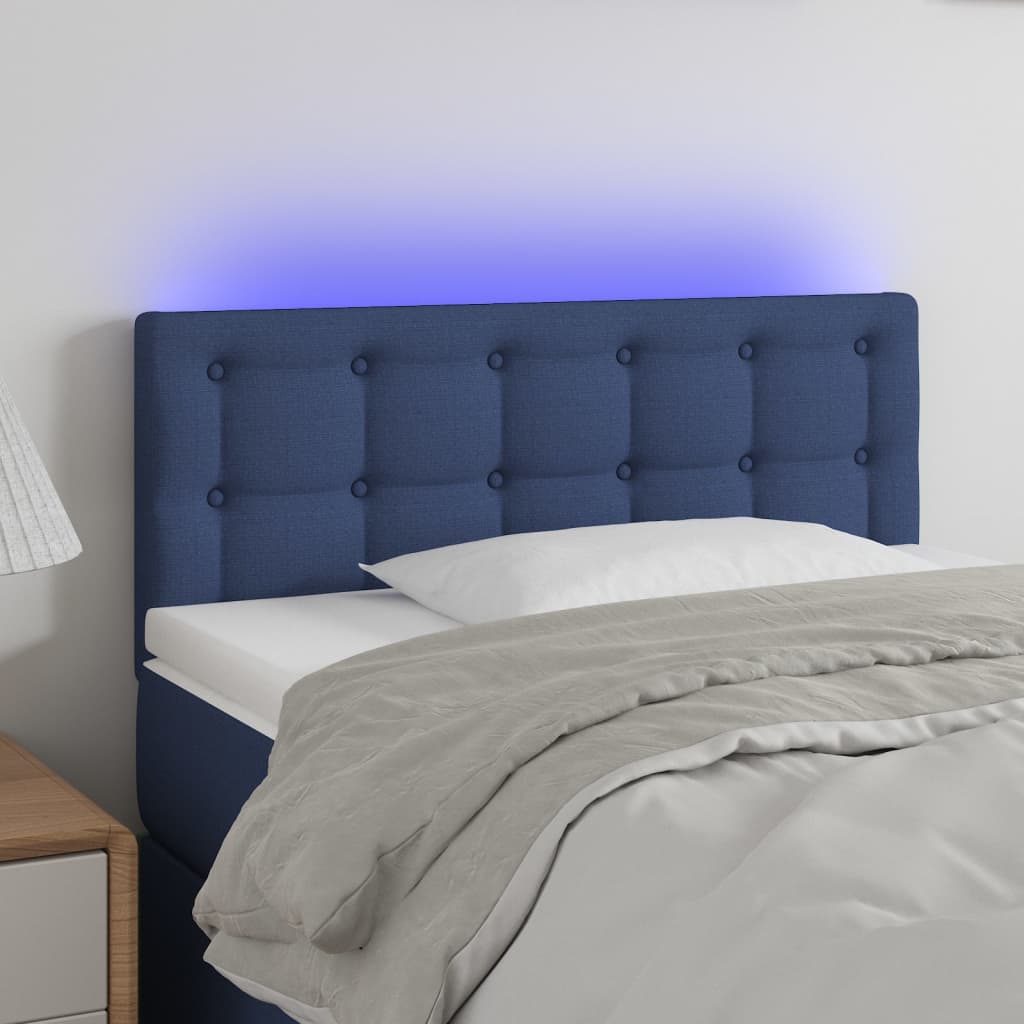 Hoofdbord LED 80x5x78/88 cm stof blauw – afbeelding 1